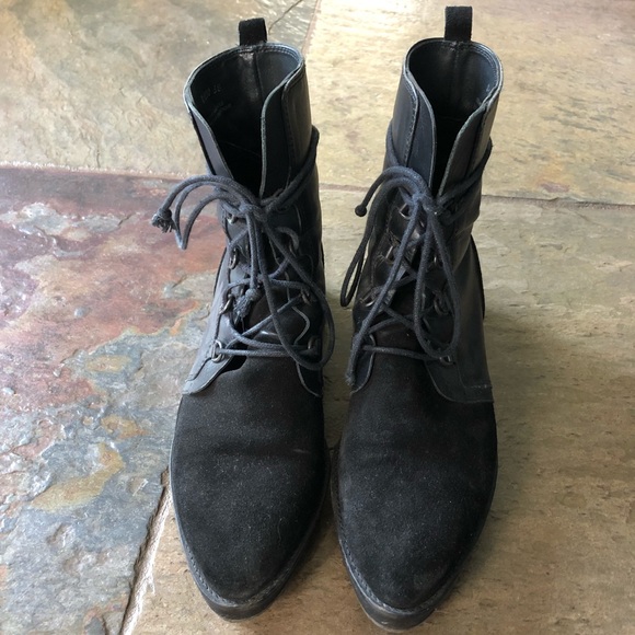 Leather & suede combat boots - Picture 2 of 8